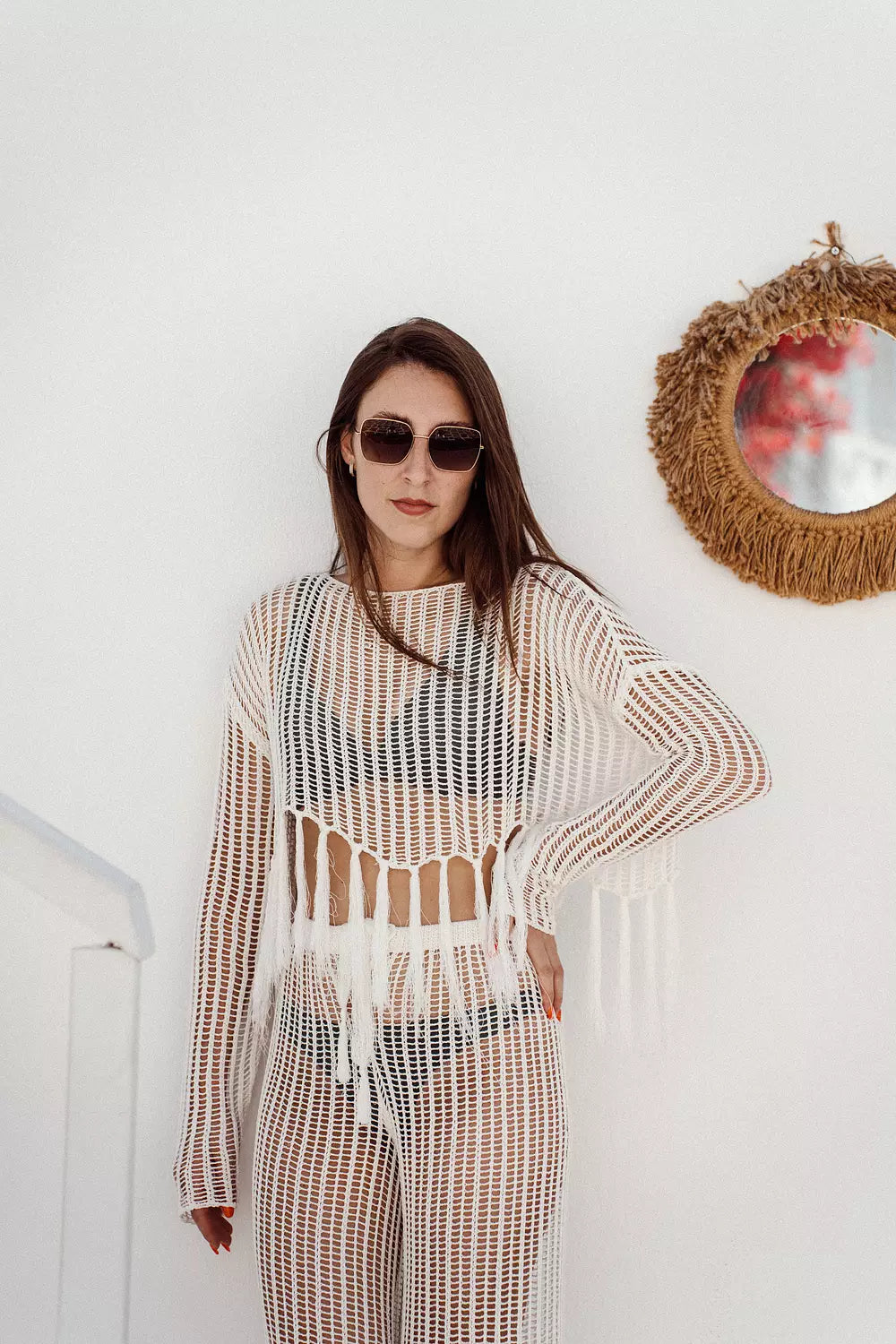 White SeaShell Knit Top