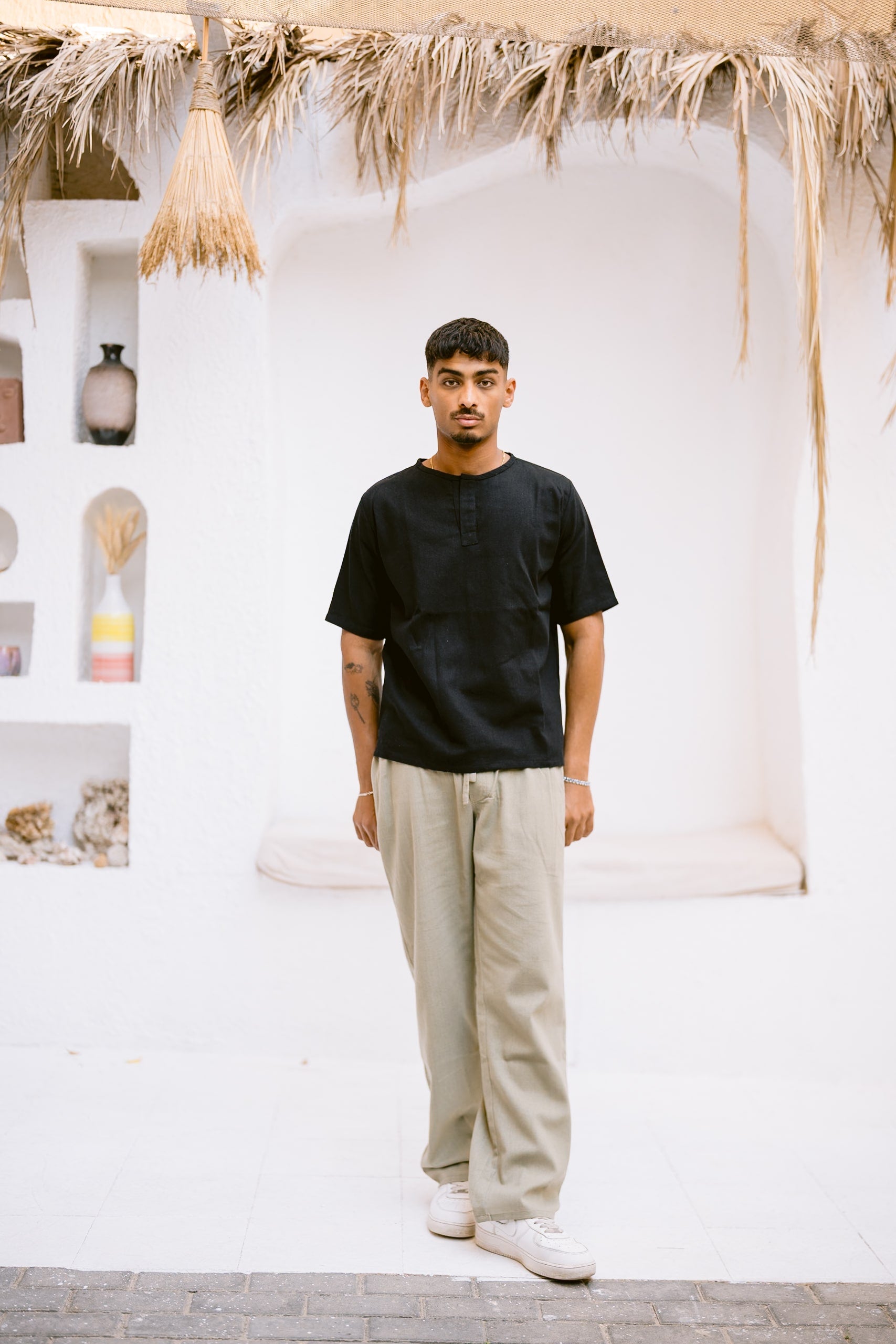 Linen round neck