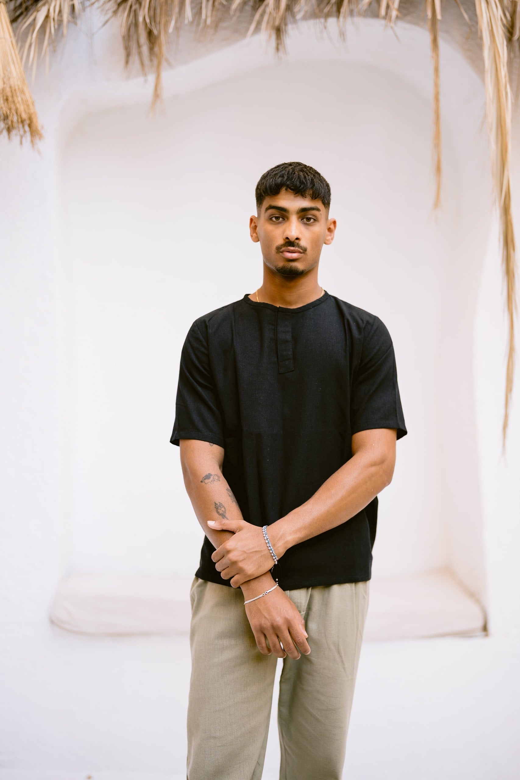 Linen round neck