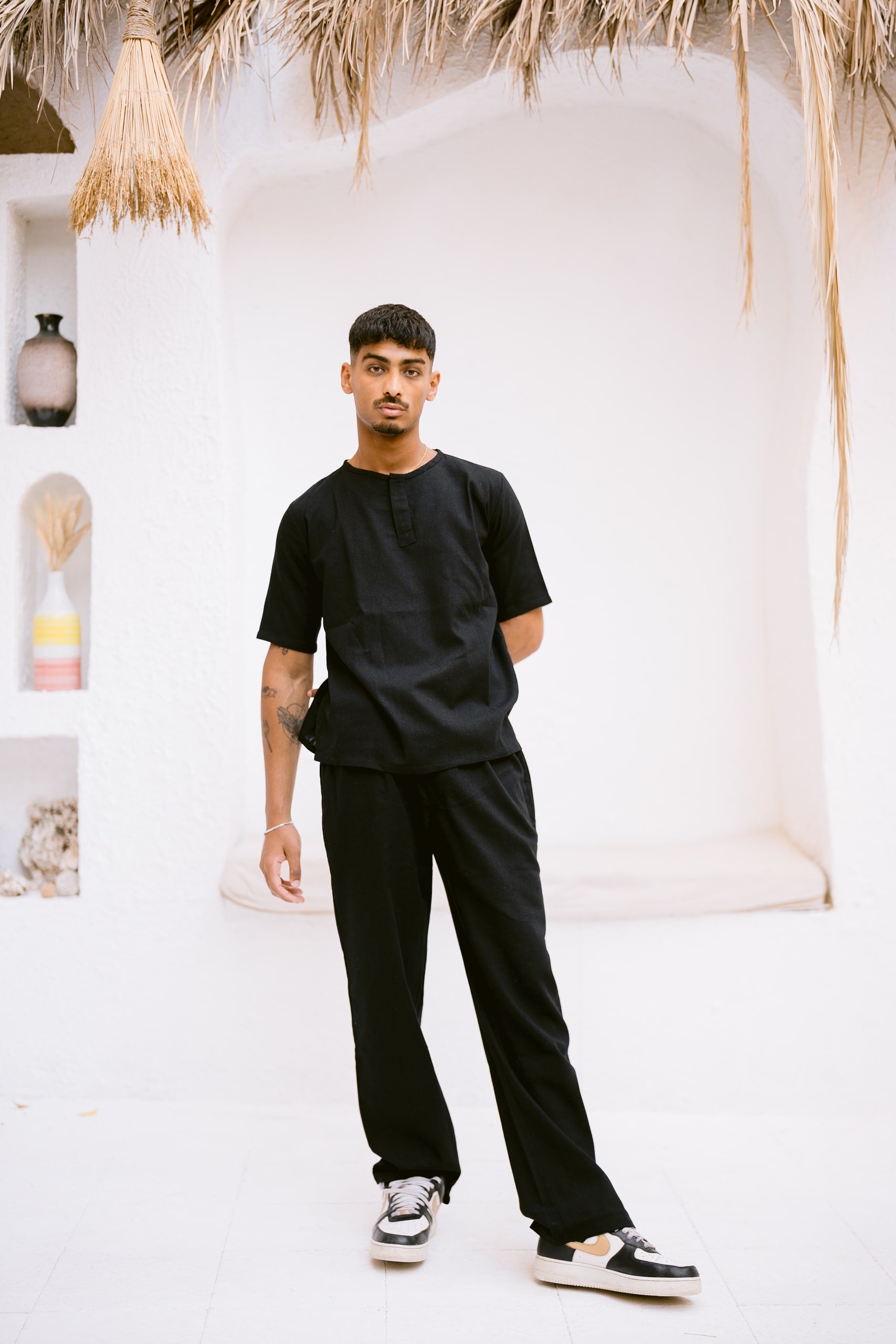 Linen round neck