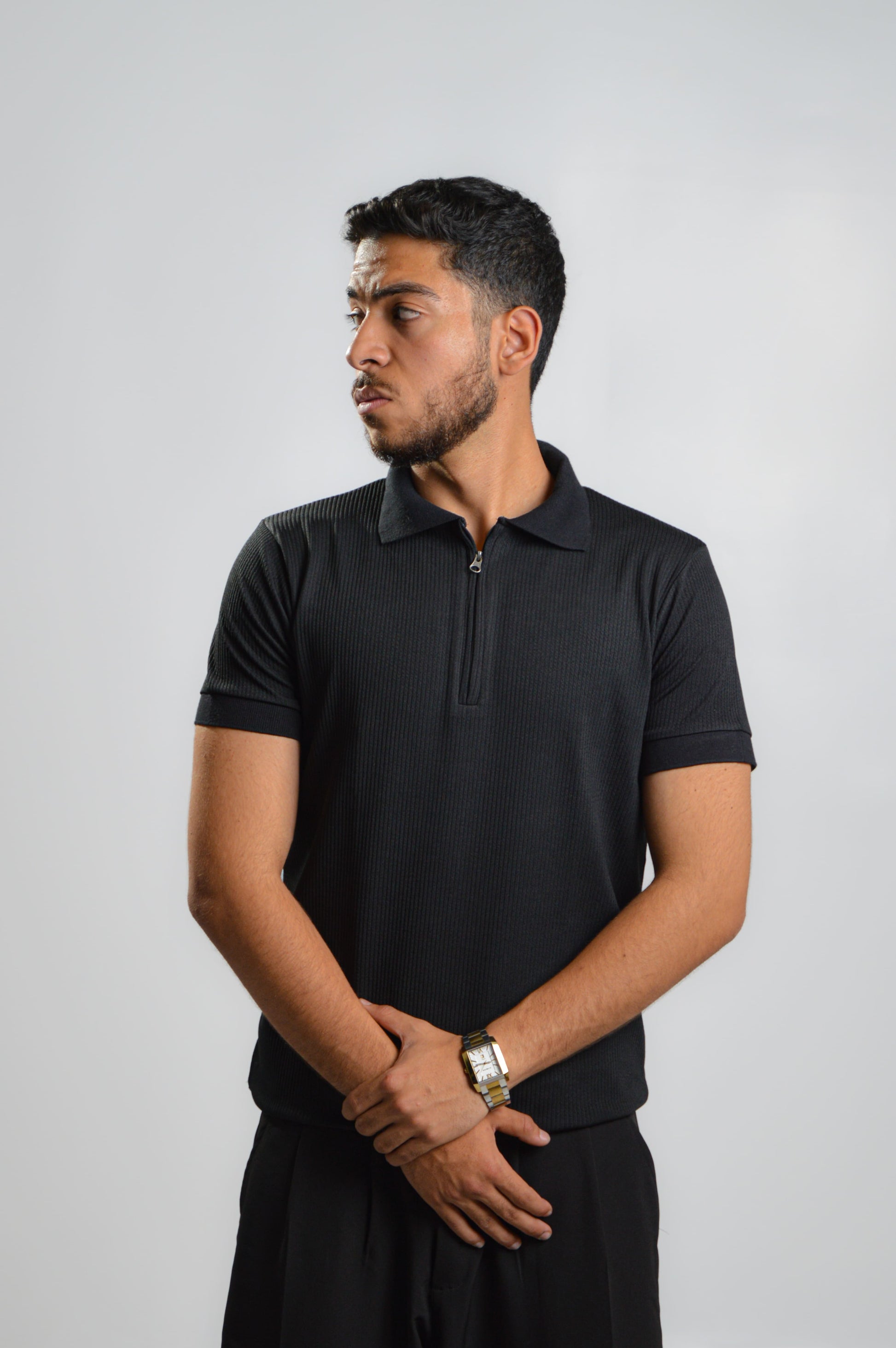 Black ripped oldmoney polo