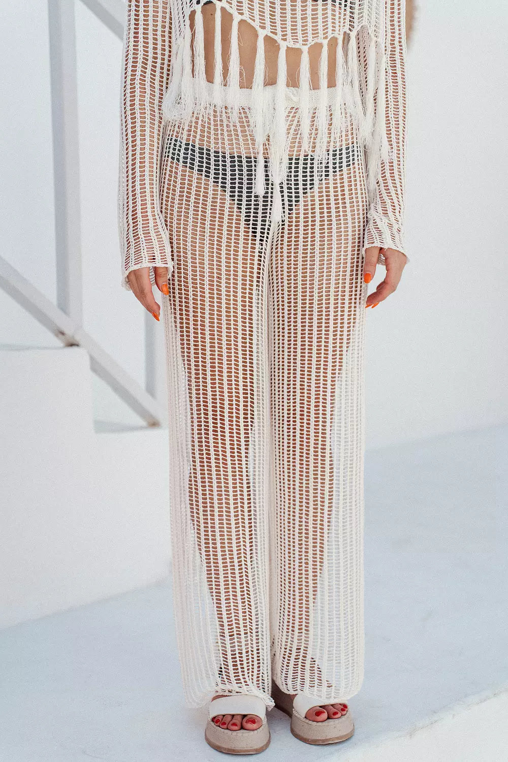 White SeaShell Knit Pants