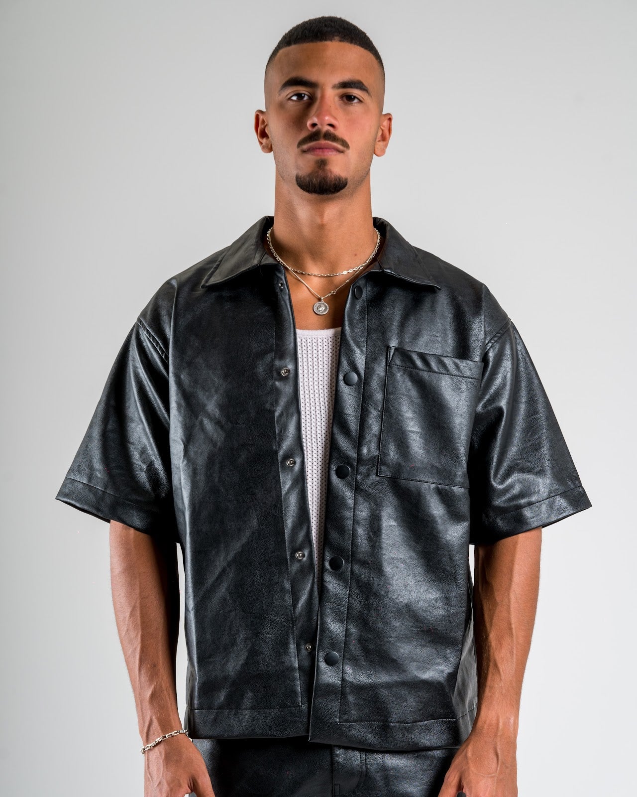 Faux Leather Overshirt
