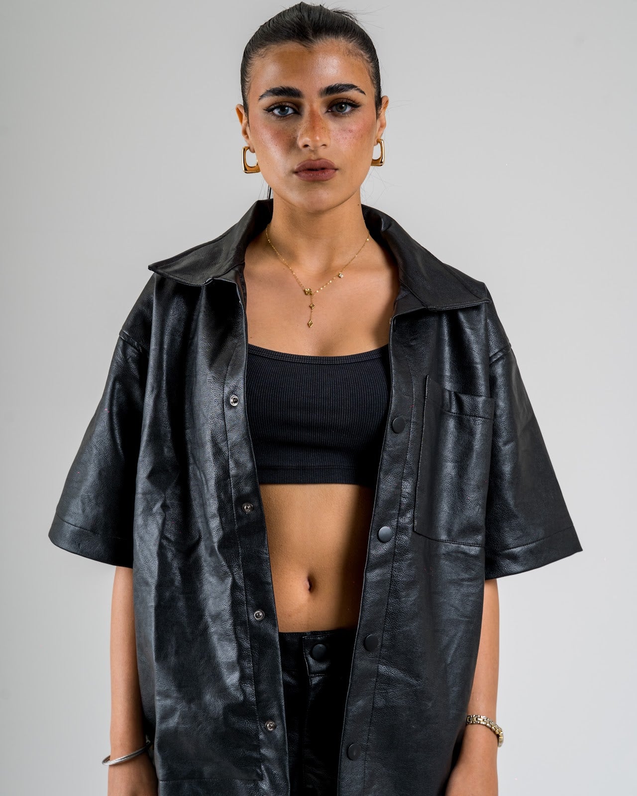 Faux Leather Overshirt F
