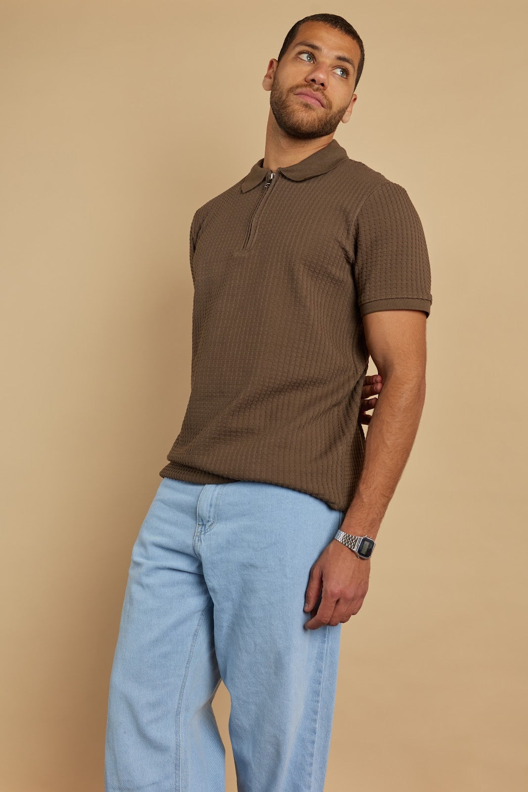 Jaquard Polo with Zipper