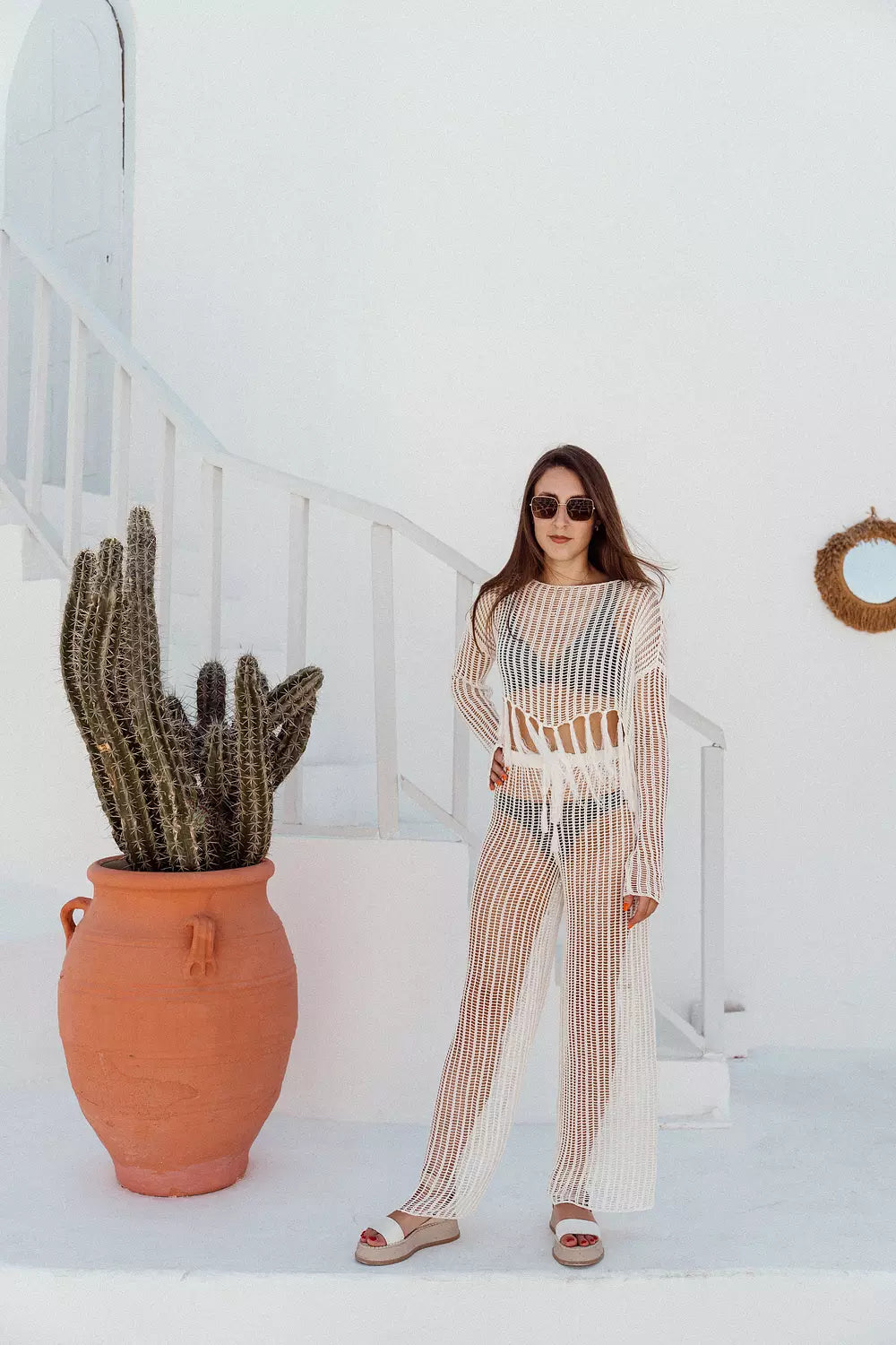 White SeaShell Knit Pants